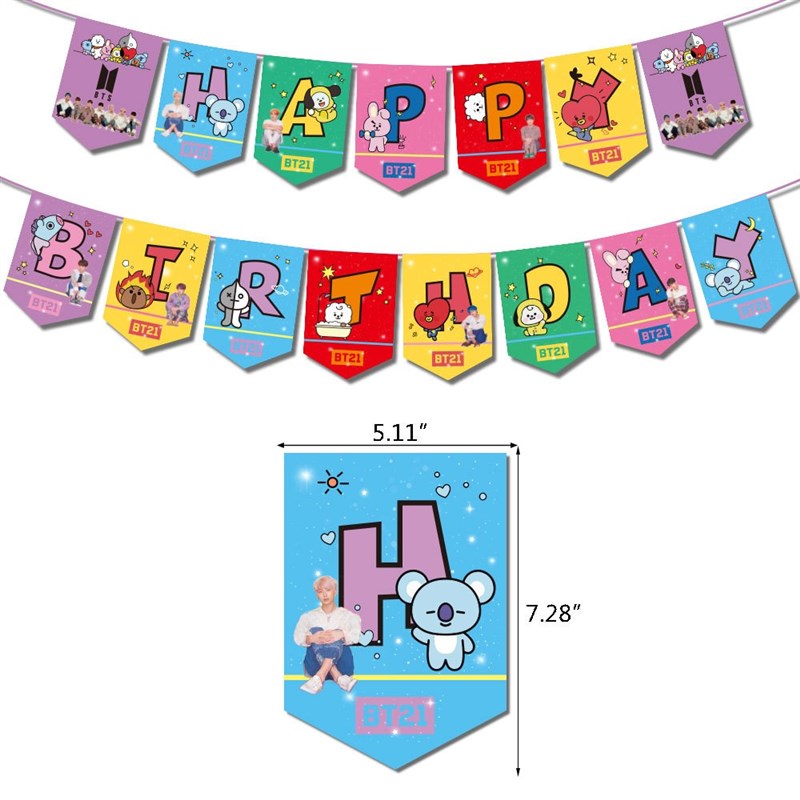 Kpop Bangtan Boys Birthday Party Supplies Includes Banner Ca