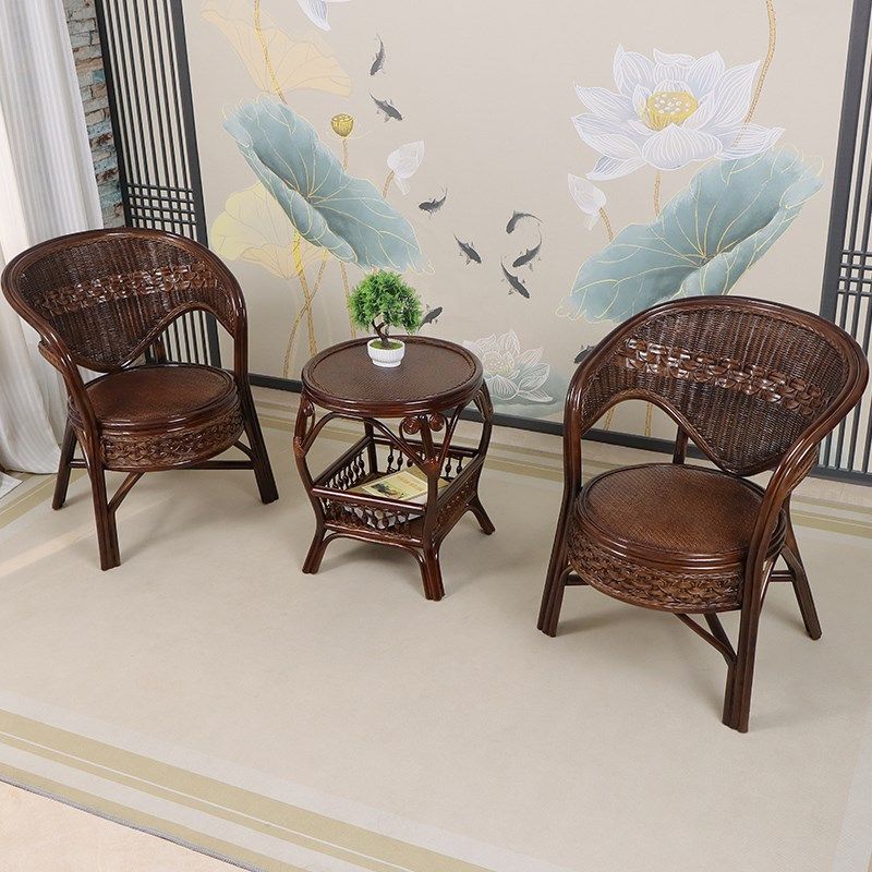 真藤编织阳台小茶几单人休闲椅家用庭院桌椅子老人靠背藤椅三件套,住宅家具,阳台椅,淘宝优惠券,粉丝福利购,淘宝优惠卷