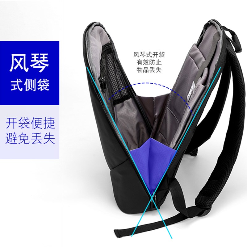 双肩包男休闲商务出差旅行电脑背包小型I男士薄款笔记本大学生背