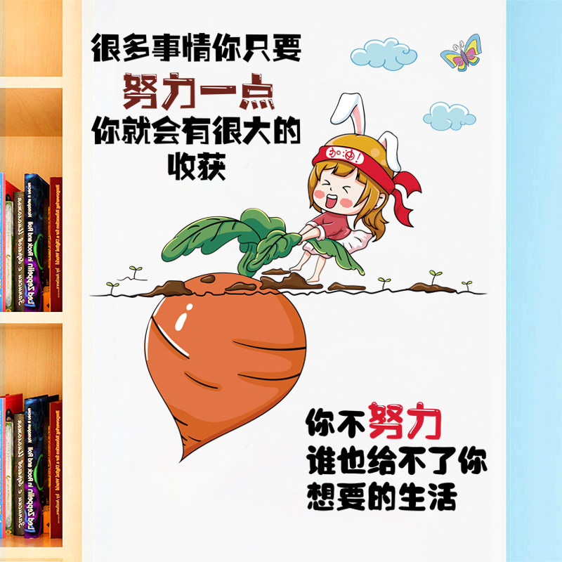 励志贴纸墙贴装饰画儿童墙u纸自粘学生房间布置墙壁纸女孩卧室贴