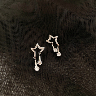 轻奢镶钻锆石五角星耳环女气质小众设计耳饰个性 冷淡风高级感耳钉