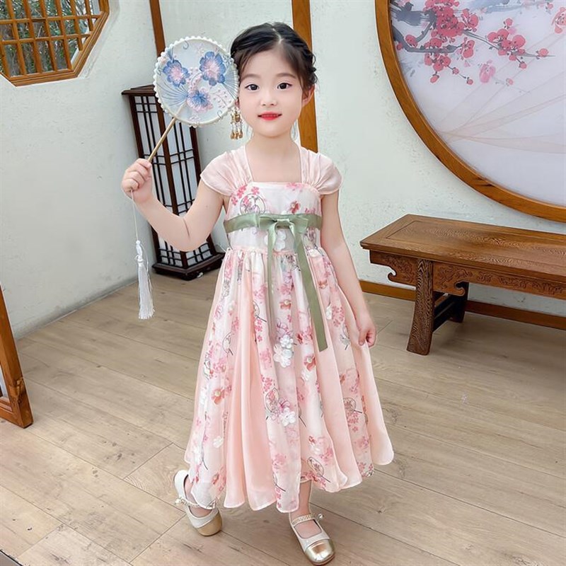 女童连衣裙夏装2024新款洋气儿童吊带公主裙小女孩超仙古风汉服裙