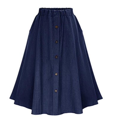 推荐Fashion Korean Preppy Style Denim Skirts Women Solid Col