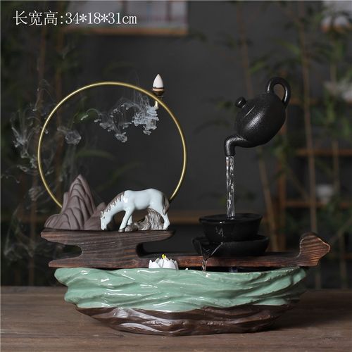 中式悬壶流水器喷泉客厅装饰品鱼缸加湿器桌面办公室小摆件