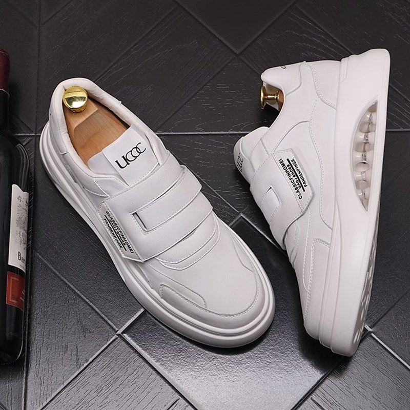 小白鞋男2023i新款休闲增高低帮滑板鞋子厚底韩版百搭潮流魔术贴