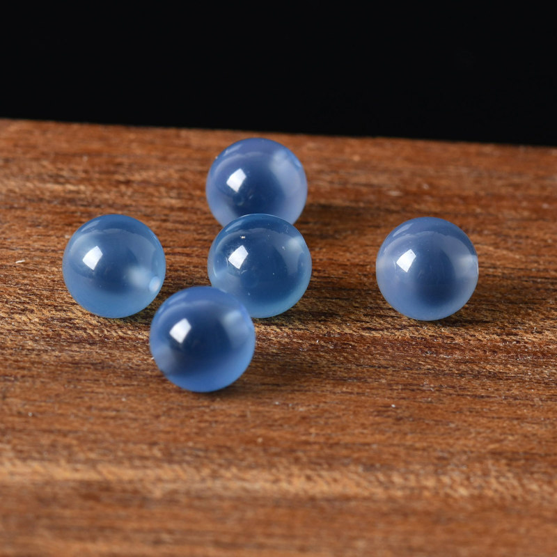 天然冰透蓝色糖心玛瑙散珠串珠diy手工材料饰品配件圆珠手链佛珠