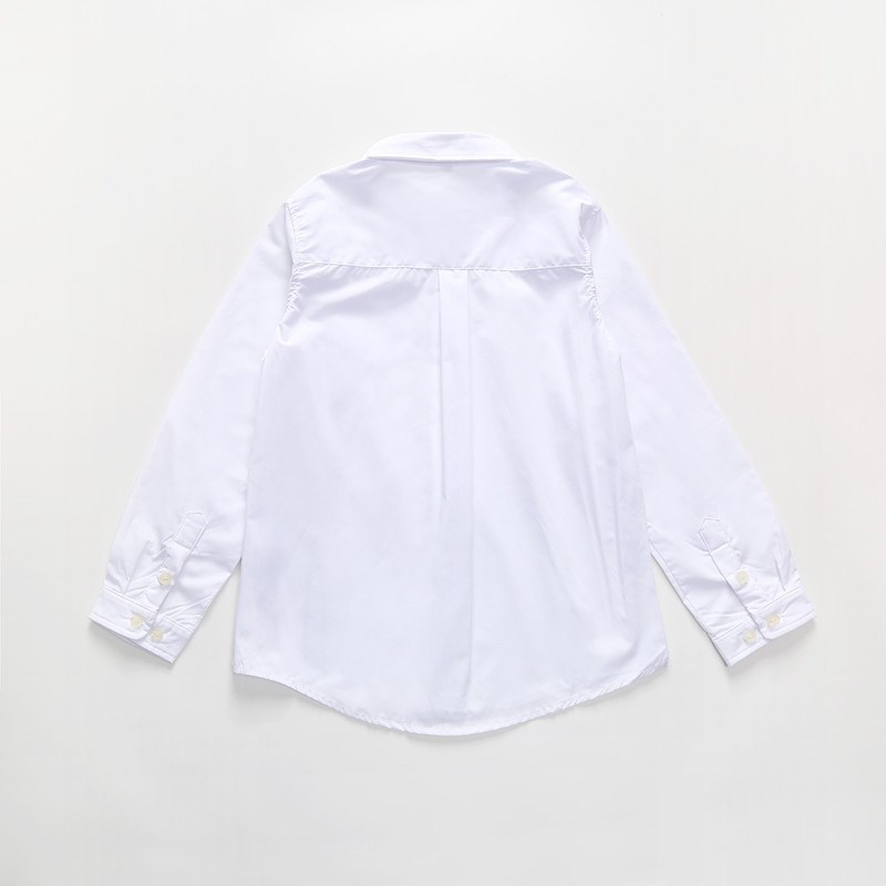 小学生校服休闲儿l童白衬衫男童长袖纯色纯棉打底白色衬衣全棉