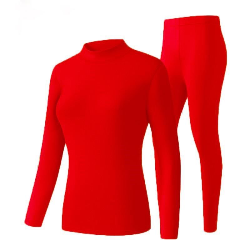 本命年保暖内衣套装男女士大红色秋衣秋裤情侣结婚加绒加厚打底衫