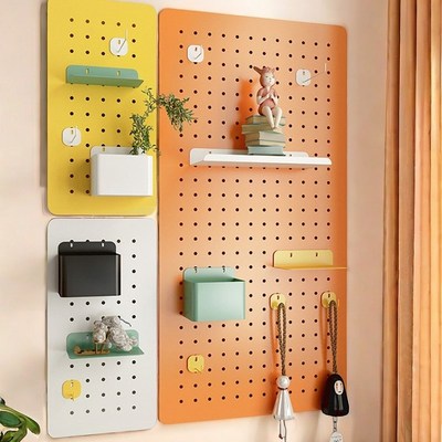 洞洞板免打孔墙面墙上置物架衣柜侧板冲孔板定制挂板书桌面展示架
