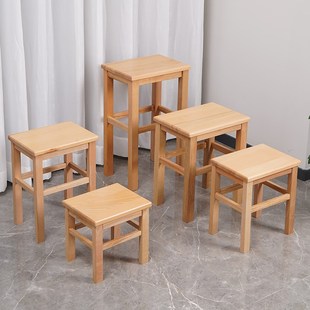 加高实木凳子方凳家用榉木吃饭板凳茶几凳学校四脚方木登木质餐凳