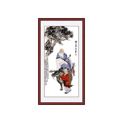 国画紫气东来水墨画人物老子出关挂画风水画中式客厅玄关装饰画