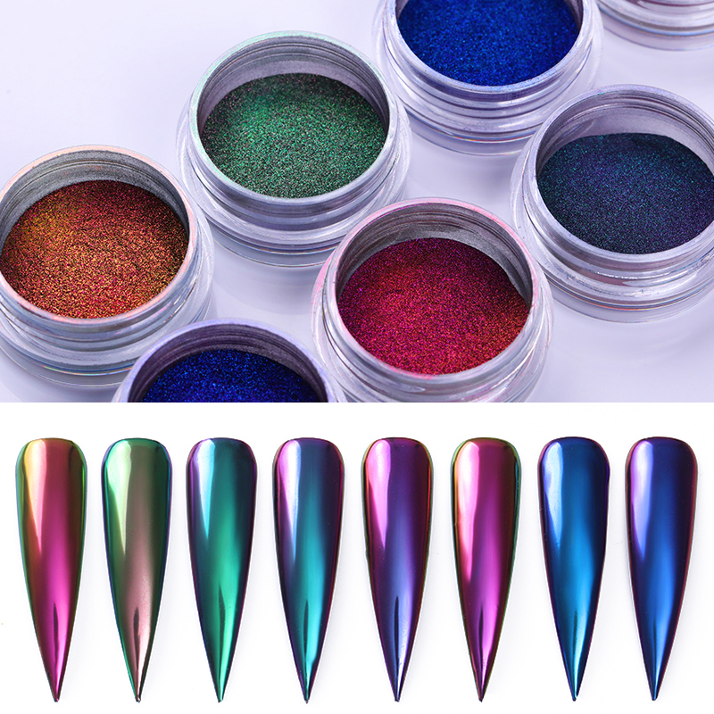 极速Chameleon Mirror Nail Glitters Powder Colorful Auroras E