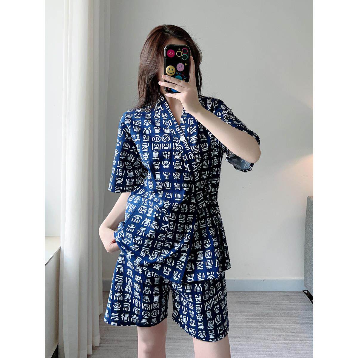 汗蒸服2024男女新款纯棉开衫洋气棉麻日系全棉浴服按摩服桑拿服