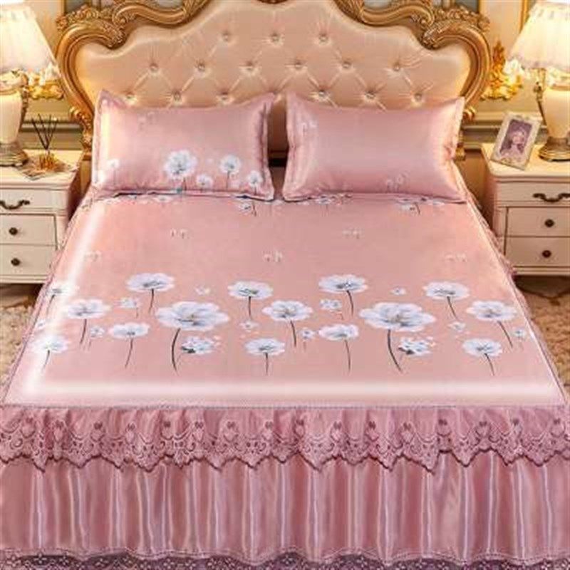 新款夏季可水洗冰丝凉席三件套1.5m床裙款1.8m床2.0米床可折叠凉,床上用品,冰丝席,淘宝优惠券,粉丝福利购,淘宝优惠卷