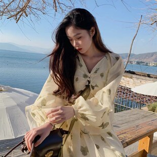 大码女装胖妹妹马甲宽松显瘦碎花法式连衣裙202R3新款仙气减龄套