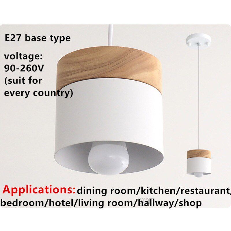 Modern Led Pendant Light Fixture With Wood Iron Dining Room