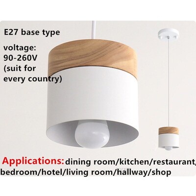 Modern Led Pendant Light Fixture With Wood Iron Dining Room