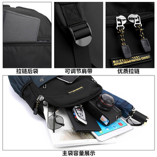 男士小型双肩包小容量平板背包黑色帆布男包旅行运动牛津布男包