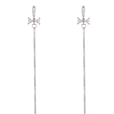 TLZ镶钻超长耳线气质长款耳链 简约美颈个性流苏耳饰超仙个性