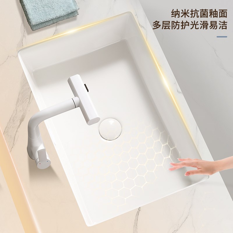 方形台下盆陶瓷嵌入式洗手盆单盆圆形卫生间洗脸石下盆排水台面