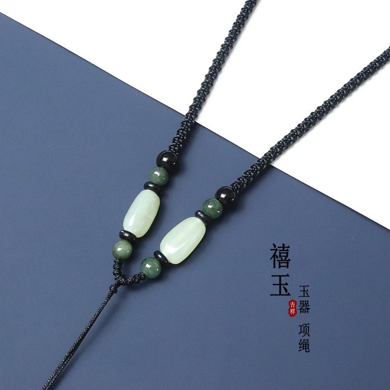 小众高货手工绳项链挂绳挂玉坠翡翠蜜蜡水晶吊坠银饰佩脖子上的吊