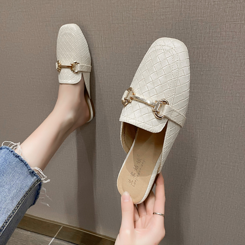 包头半拖鞋女外穿2021新款夏季无B后跟懒人半托单鞋大码女鞋41一4