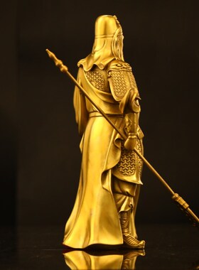 铜关公摆件纯铜武财神家用客厅供奉关羽武圣关二爷像商铺开业送礼