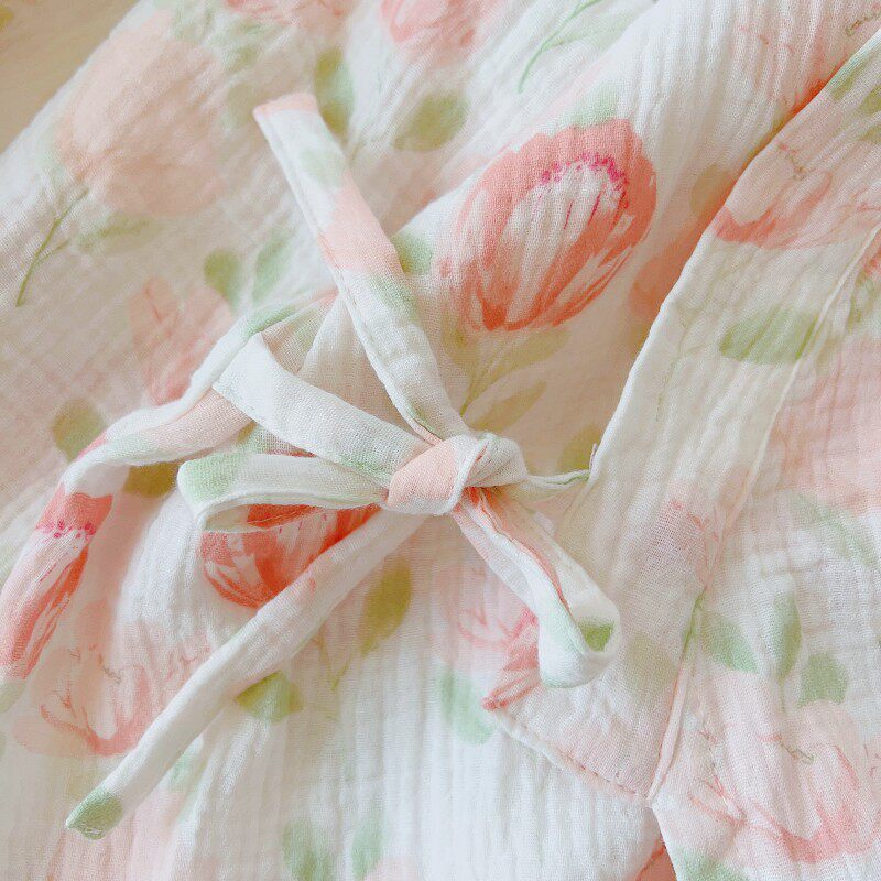 粉季山茶 | 日式和服睡袍女夏季纱布宽松家居服睡衣女春秋款