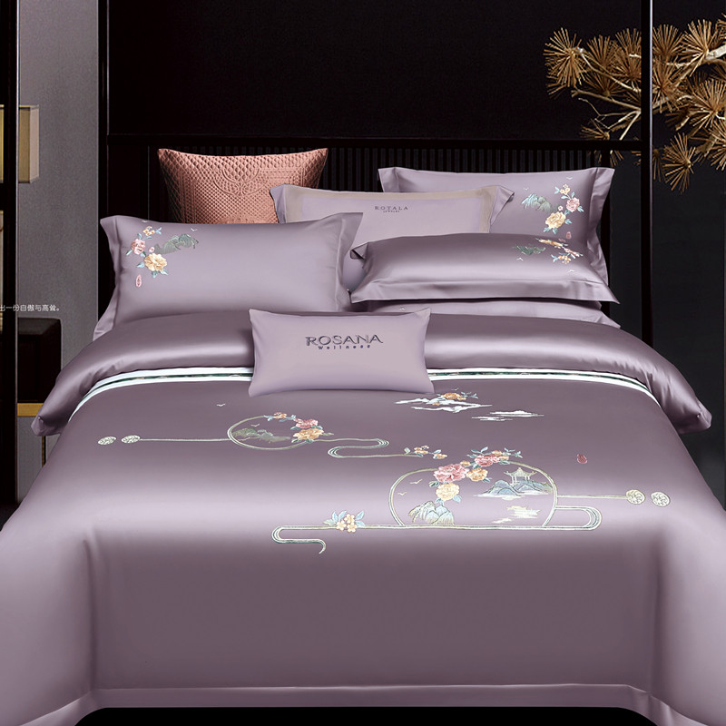 婚庆全棉床上四件套100支新中式刺绣喜被套粉色床单结婚床品,床上用品,婚庆床品套件,淘宝优惠券,粉丝福利购,淘宝优惠卷