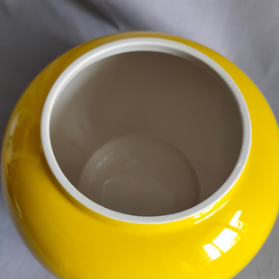 黄色红色无盖陶瓷罐储物罐 可以作为收纳罐圆形花盆陶瓷坛子瓷瓶