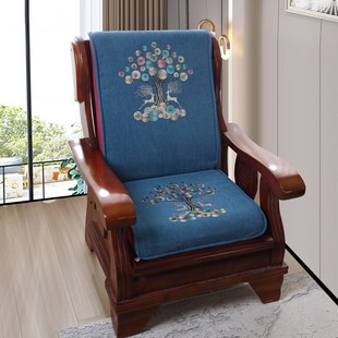 单人位老中式实木沙发垫带靠背一体式加厚春秋椅海绵坐垫连体椅垫