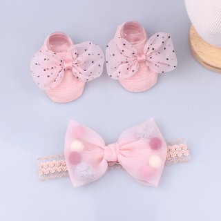 速发2/3 Pcs/Set Cute Baby Girl Headband Socks Set Lace Bows
