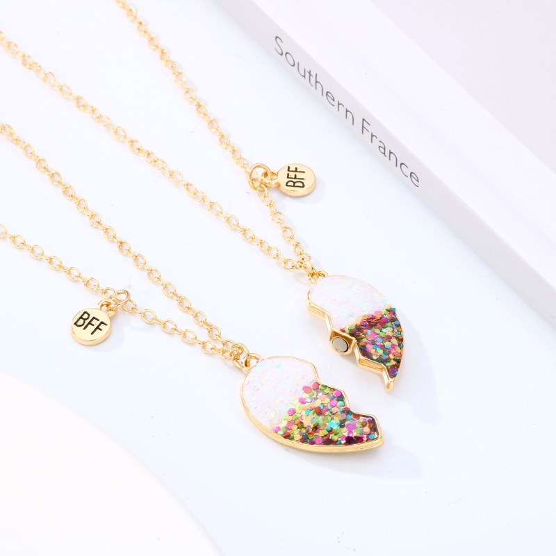 速发Heart Pendant Magnetic Matching Necklace Colorful Neckla 饰品/流行首饰/时尚饰品新 项链 原图主图