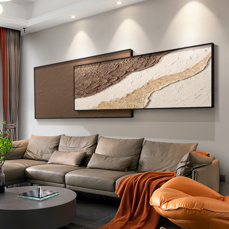 徳国进口现代简约客厅装饰画意式轻奢高端抽象艺术肌理壁画沙发背
