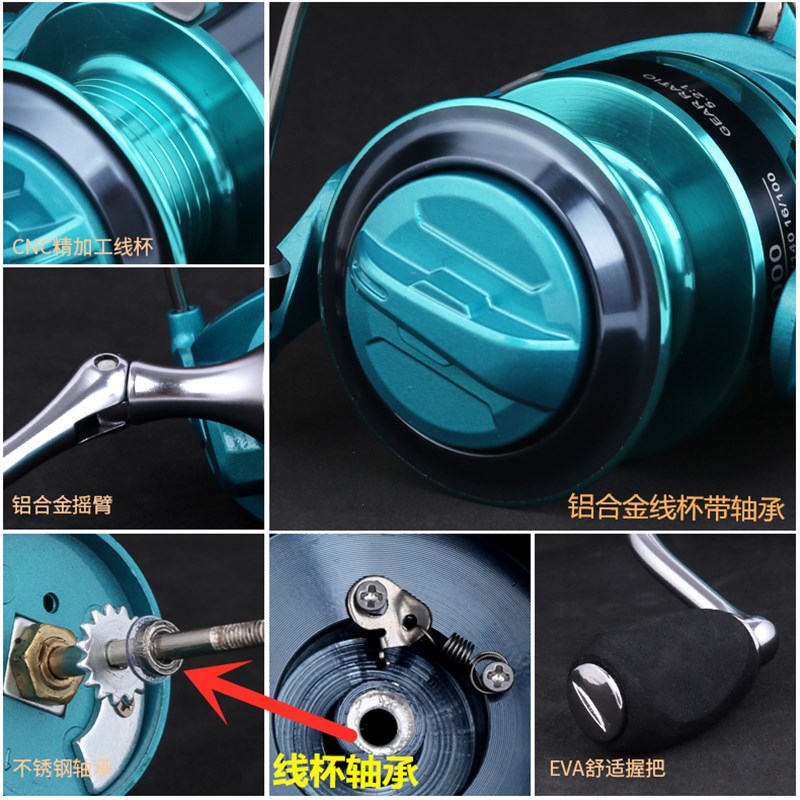 双摇臂全金属脚无间隙海杆轮纺车轮微物路亚轮渔轮1-千浅线杯