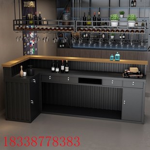 工业风复古酒吧吧台餐厅咖啡厅收银台奶茶店接待台店铺前台转角柜