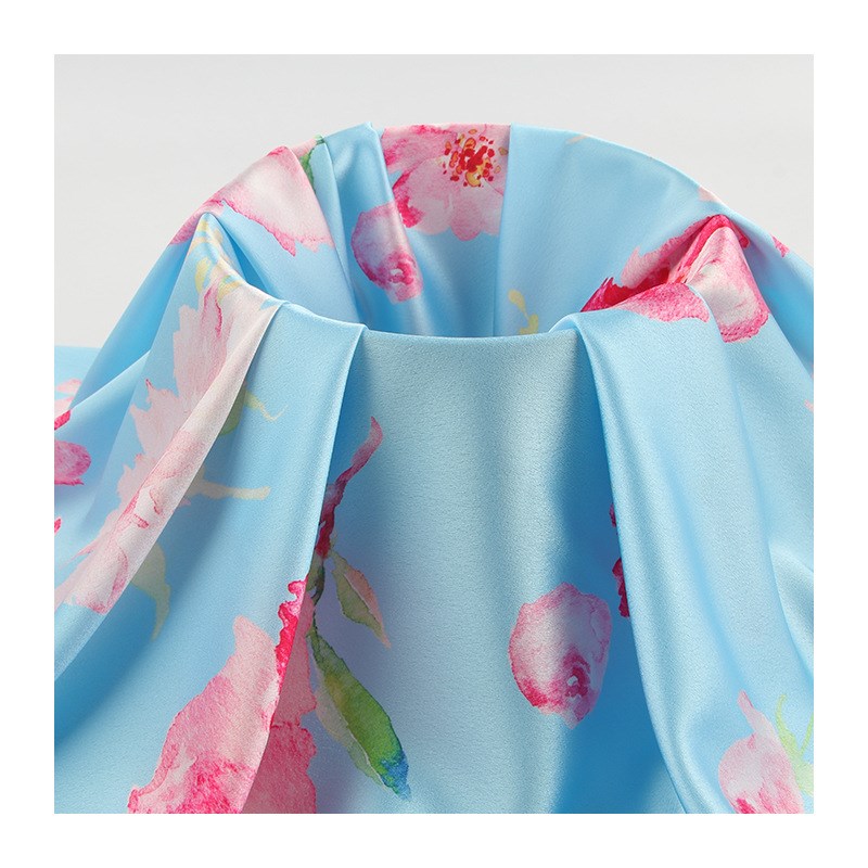 春夏吊带裙d连衣裙布料 涤纶印花环保面料 女装吊带裙再生印花布