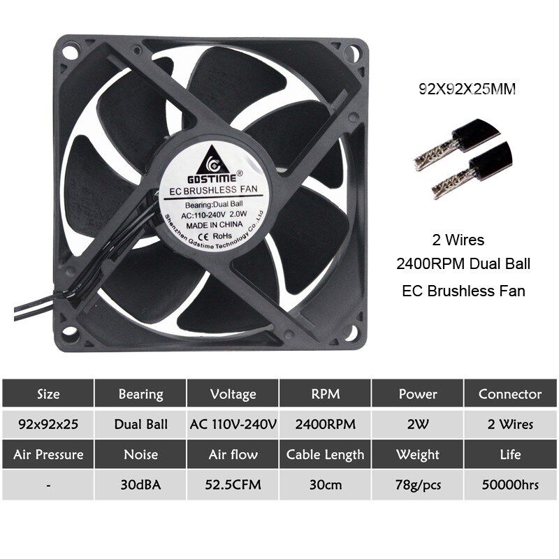 EC Brushless Cooling Fan AC 110V 120V 220V 240V  Bearing Axi
