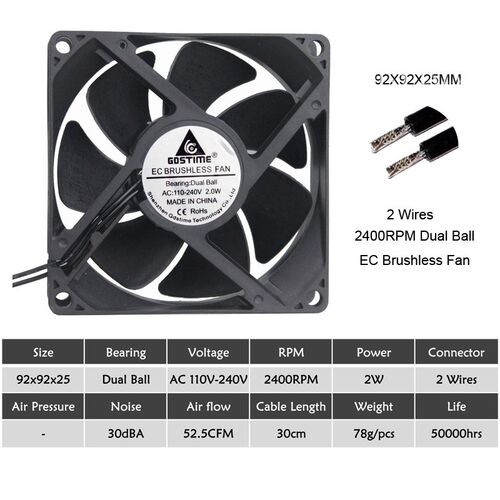EC Brushless Cooling Fan AC 110V 120V 220V 240V  Bearing Axi