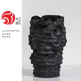 现代艺术家居软装白色陶瓷手工花瓶摆件样板房别墅酒店装饰品