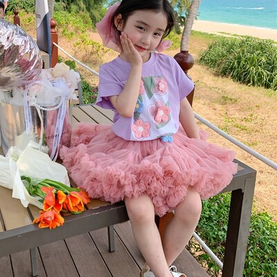 女童裙套装c夏季2023新款洋气女宝宝绿色突突裙儿童搭配上衣潮