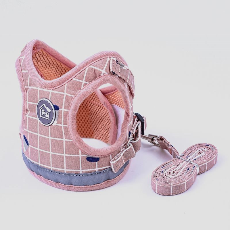 跨境背心式宠物牵引绳胸背带反光防挣脱小型猫犬遛狗绳宠物用品