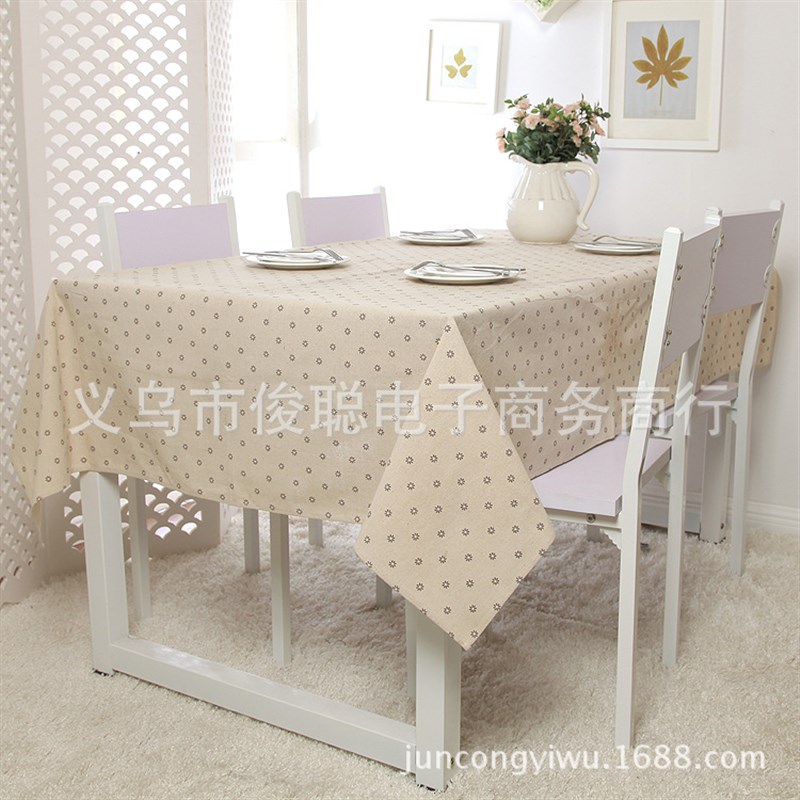 现货ZAKKA印花棉麻亚麻清新小雏菊咖桌布茶几台布盖巾一件代发