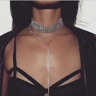 网红Necklace Neck Alloy Multilayer Full Diamond Collar Neck