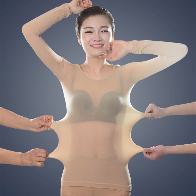 小众高货肤色舞蹈打底衫肉色紧身衣长袖女超薄隐形衣大弹力袜衣舞