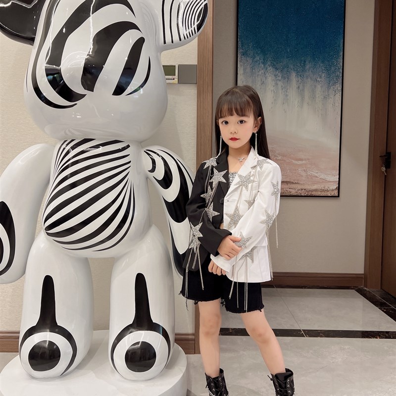 六一儿童西装时尚帅气舞r台街舞表演礼服女童开场秀个性演出服潮
