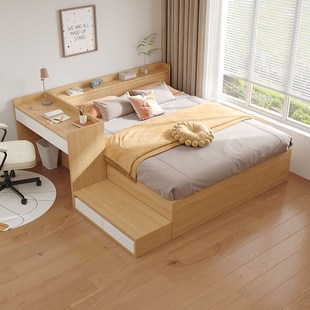榻榻米床衣柜一体带书桌小户型省空间床现代简约箱式地台床储物床