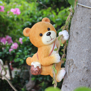 可爱攀登小熊爬树上挂件花园壁挂装饰花盆挂幼儿园花架装饰品摆件