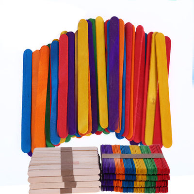 极速Colorful Hand Crafts 50pcs DIY Wooden Sticks Popsicle Ic