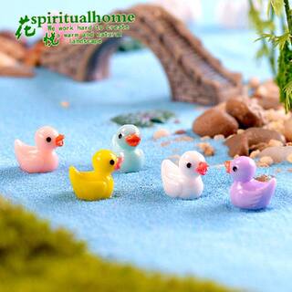 推荐10PCS Cute Mini Resin Yellow Duck Ornament Miniature